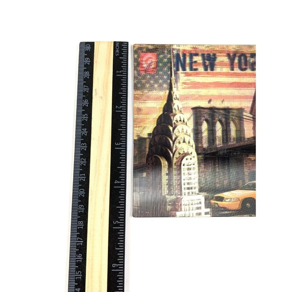 New York City Statue Of Liberty 3-D 3D‎ Postcard Unposted Taxi Brooklyn Bridge